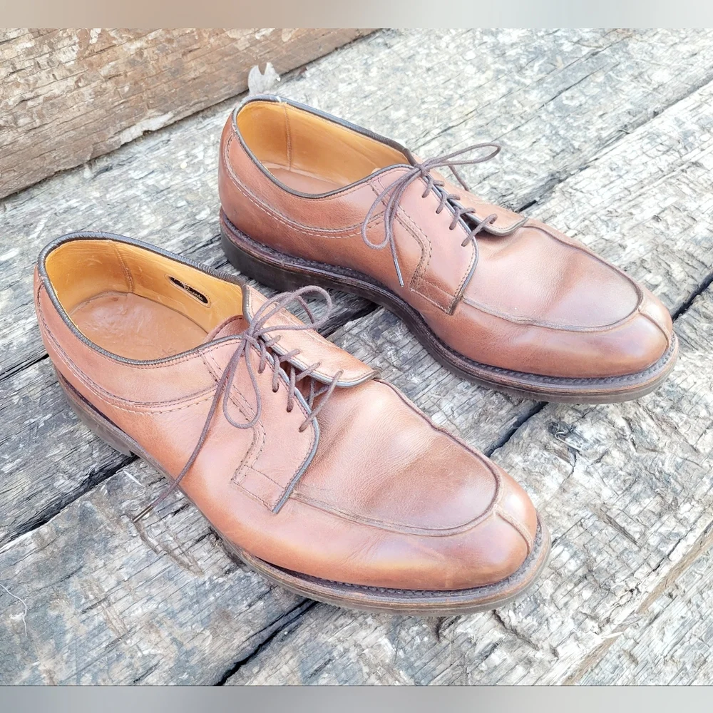 Men's Brown Leather Derby Shoes Allen Edmonds Stockbridge Size‎ 9.5 D Shoes
